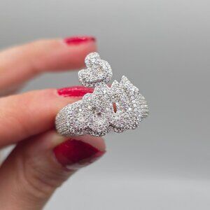 Allah Ring - 4ct Solid 925 Sterling Silver Iced out VVS D Moissanite  Size 12